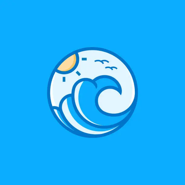Vector illustration of Summer Waves Logo Badge Identity Illustration
