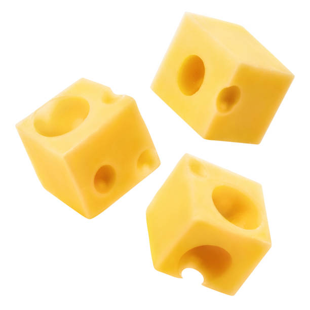 istock Flying cubes of delicious cheese on white 1227377558