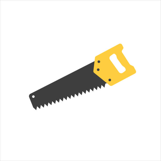 Handsaw isolated on white background. Carpentry tool isolated on white background. Vector illustration. Handsaw isolated on white background. Carpentry tool isolated on white background. hand saw stock illustrations