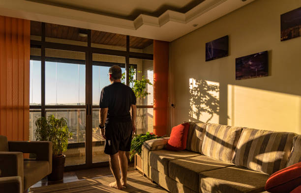 istock Adult man doing physical exercise at home 1227380955