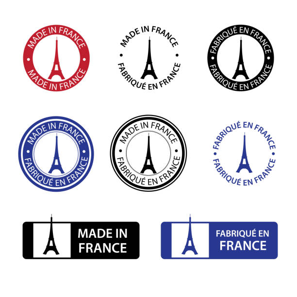 illustrations, cliparts, dessins animés et icônes de timbres made in france - fabriqué en france