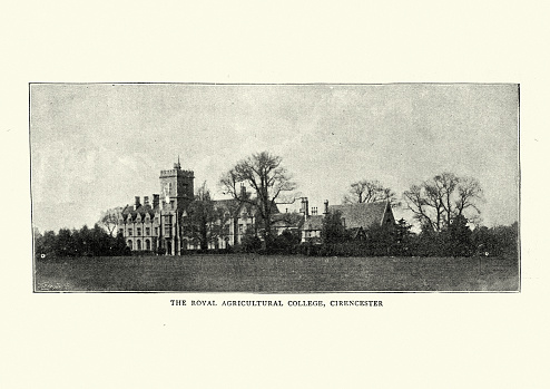 Vintage photograph of Royal Agricultural College, Cirencester, 19th Century