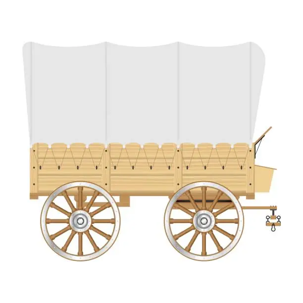 Vector illustration of Wild west wagon vector illustration isolated on white background