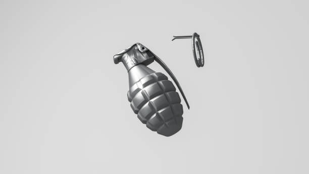 mock up des grenades métalliques avec le reflet brillant - hand grenade explosive bomb war photos et images de collection