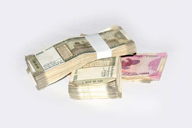 istock Indian Currency Note 500rs 2000rs on white background, selective focus. 1227385023