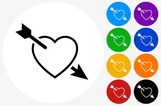 Vector illustration of Heart Pierced with an Arrow Love Icon