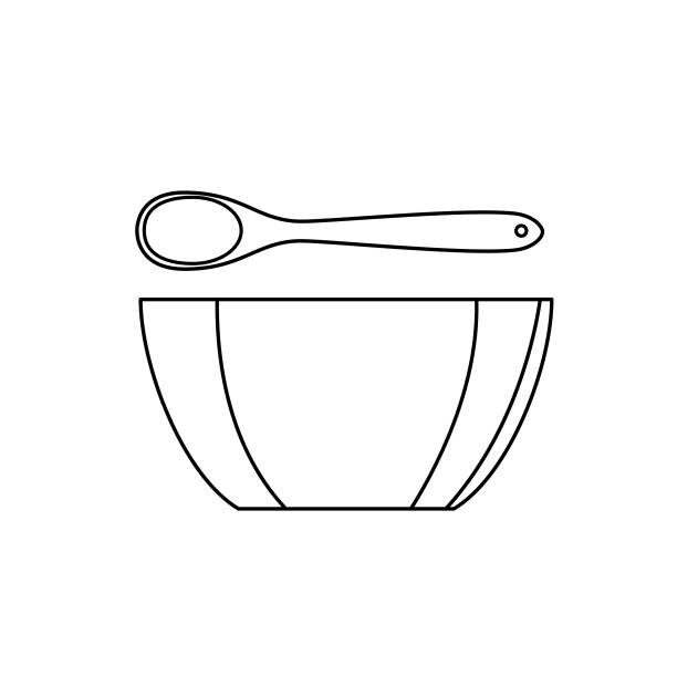 Mixing Bowl Kitchen Icon Cute kitchen and cooking icon. Lines are editable so you can change the weight. File is CMYK and it comes with a large high resolution jpeg. mixing bowl icon stock illustrations