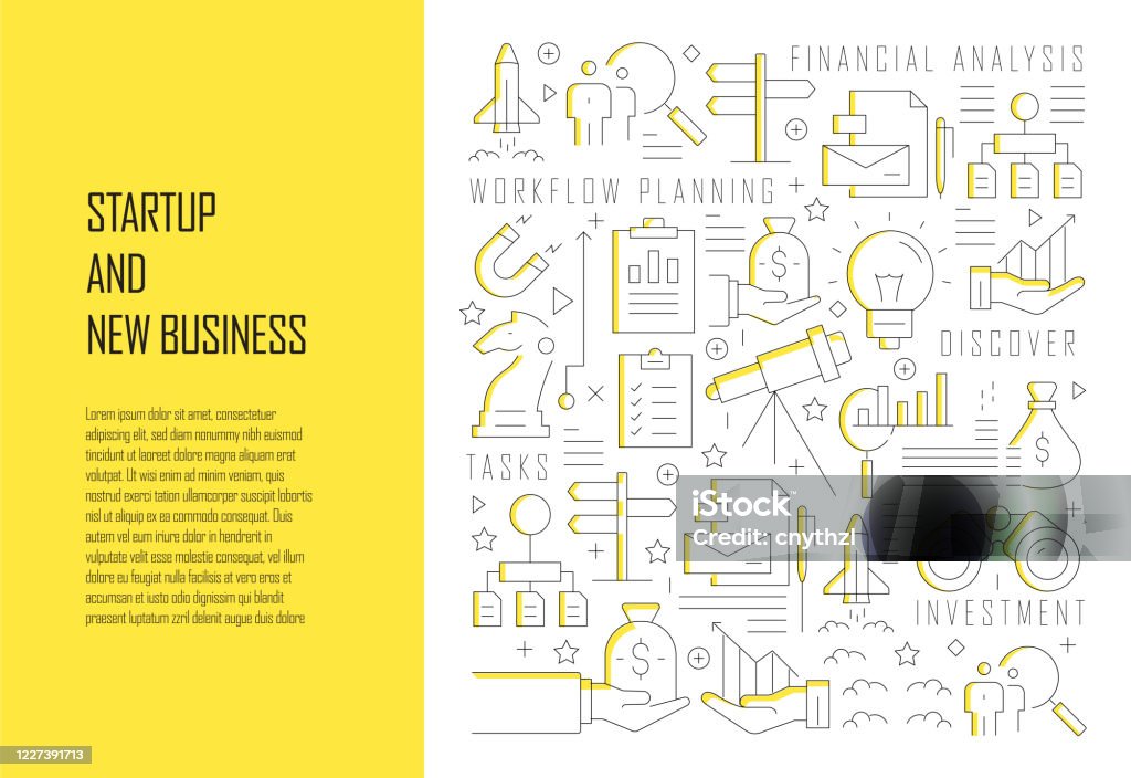 Startup Banner Startup And New Business Related Line Design Style Web Banner Vector ...