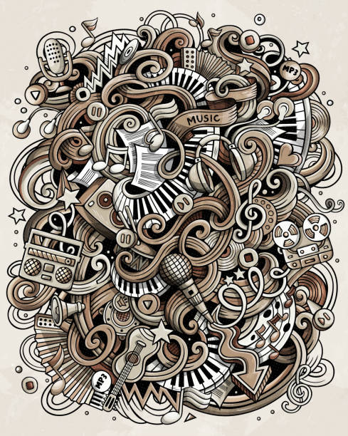 Music Hand Drawn Vector Doodles Illustration Musical Poster Design