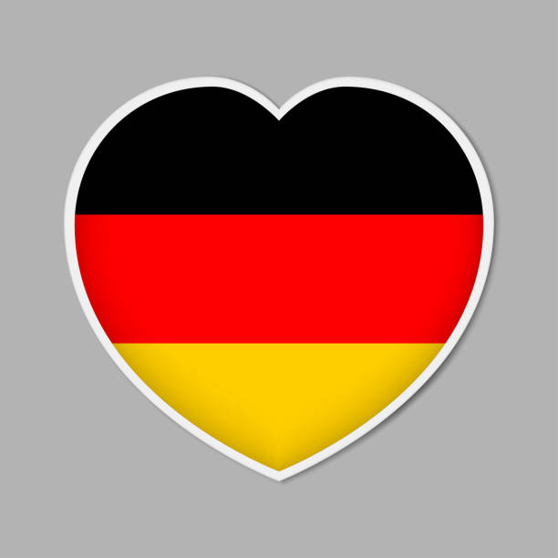 istock Heart shaped sign with German flag, vector illustration. Germany patriotic badge or sticker 1227394933