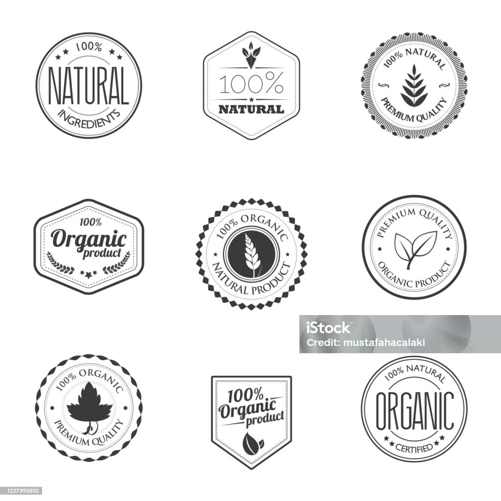 Selos de produtos orgânicos - Vetor de Carimbo royalty-free