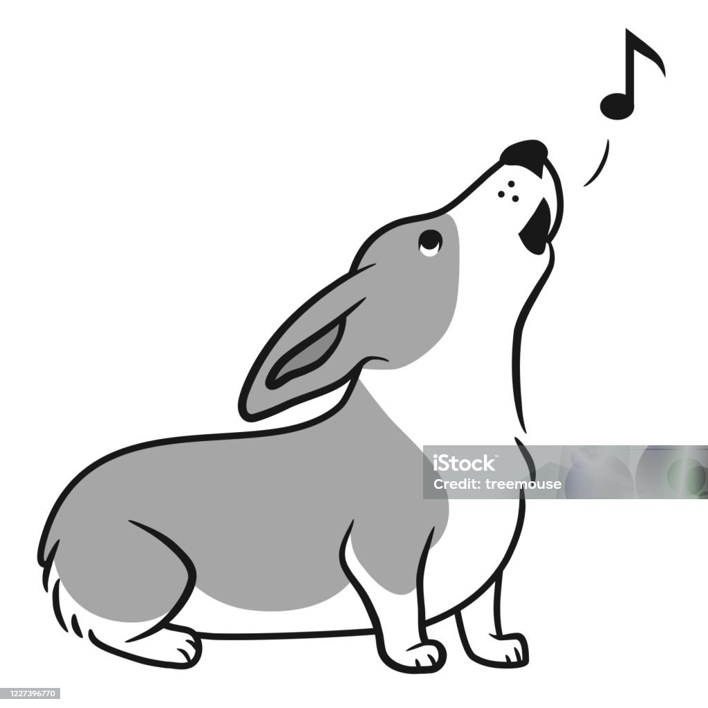 Howling Corgi Dog Vector Cartoon Black And White Illustration Cute Sitting  Friendly Welsh Corgi Puppy Isolated On White Pets Animals Dogs Theme Design  Element In Simple Cartoon Style Stock Illustration - Download