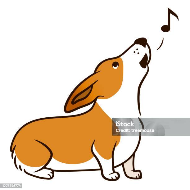Howling Corgi Dog Vector Cartoon Illustration Cute Friendly Red And White  Welsh Corgi Sitting Puppy Isolated