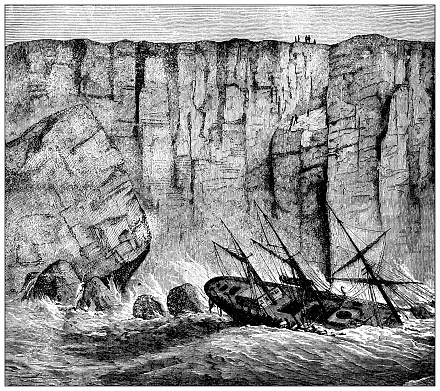 Antique illustration: shipwreck