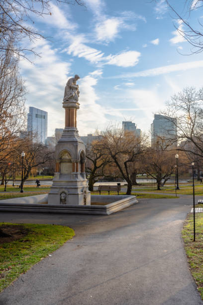 istock Ether Monument in Boston Public Garden in winter , blue sky background. 1227398848