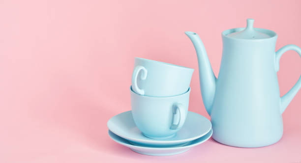 istock minimalism concept with light pastel colored blue teapot 1227401509