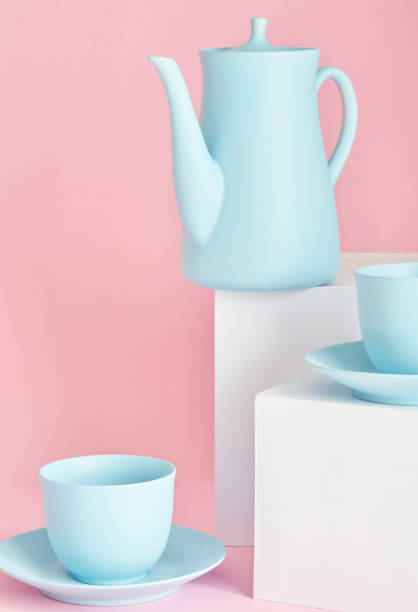 istock minimalism concept with light pastel colored blue teapot 1227401591