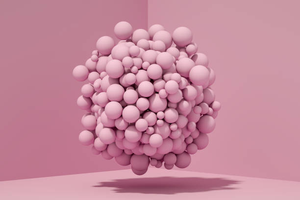 istock 3D Abstract Flying Spheres on Lilac Background 1227401743