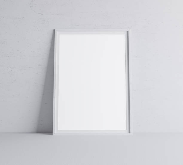 istock White minimal frame design on gray background, vertical frame. Stock photo 1227402412