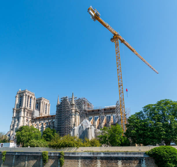 istock Giant crane on Notre Dame de Paris cathedral in May 2020. 1227402983