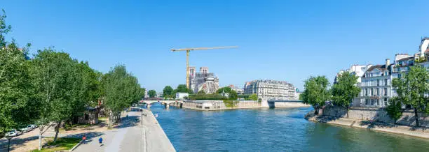 Photo of Notre Dame de Paris reconstruction site in May 2020.