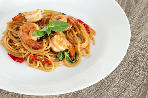 istock Shrimp Keemao Spaghetti on a White Plate 1227403036