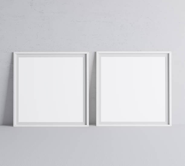 istock White minimal frame design on gray background, two frames. Stock photo 1227403079