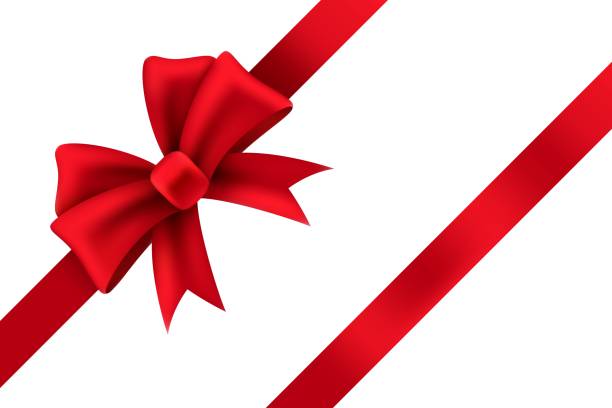 istock Red satin gift bow. Package of holiday present vector ribbon decoration 1227403361
