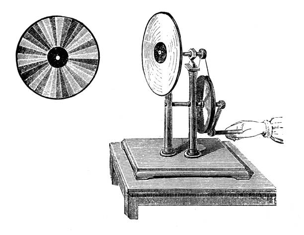 illustrations, cliparts, dessins animés et icônes de illustration antique : disque de newton - sir isaac newton