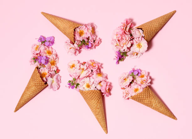 istock Ice cream cones with beautiful flowers 1227404680