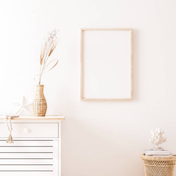 istock Mockup frame in cozy warm home interior background 1227405178