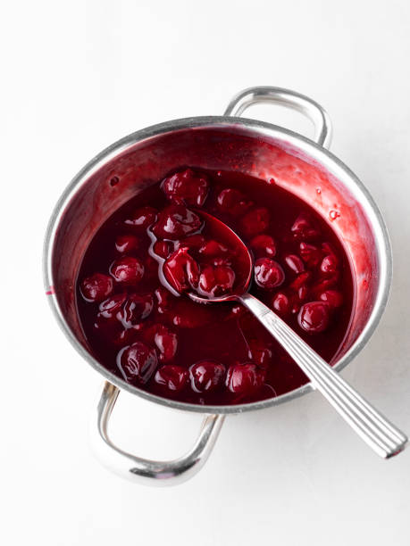 istock Cherry jam, Cherry Sauce, Sour cherries, Cherry jam with spoon 1227406770