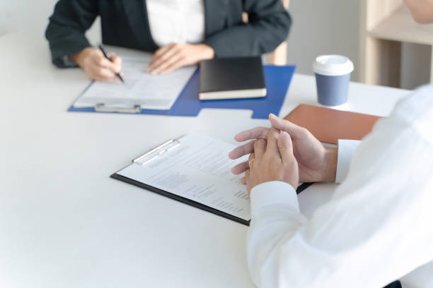 istock Recruiter with candidate in job interview. 1227408790
