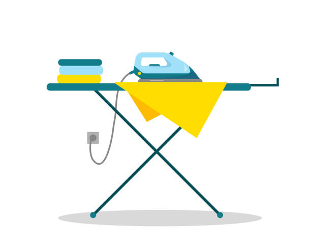Iron And Clothes On An Ironing Board Flat Vector Illustration Household  Concept Design Stock Illustration - Download Image Now - iStock