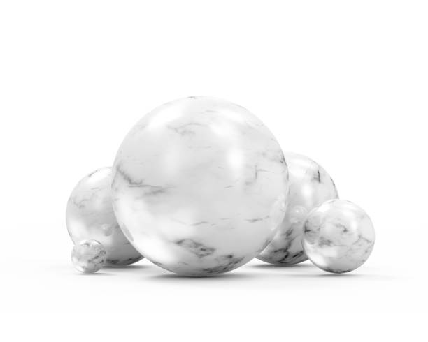 istock Group of White Marble Spheres on white background. 3D Rendering 1227413764