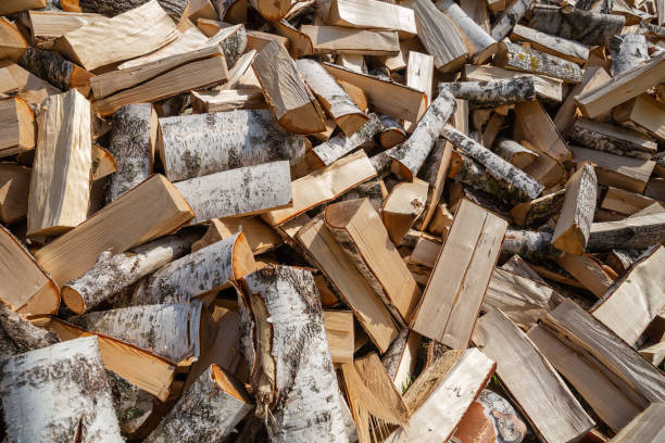 Chopped birch firewood Large pile of chopped birch firewood. Stock of firewood for the winter fuelwood stock pictures, royalty-free photos & images