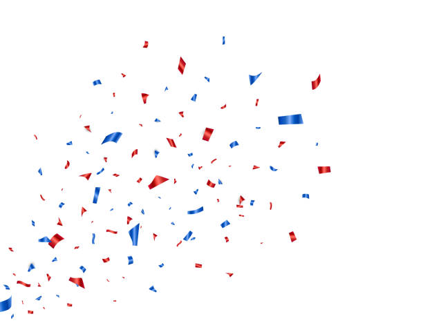 istock Confetti blue and red splash. Glitter color confetti falling on white background. Happy Independence Day decoration. Party backdrop. Usa banner. Holiday design elements. Vector illustration 1227415094
