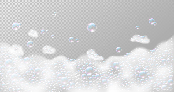 Soap foam with bubbles. Vector illustration