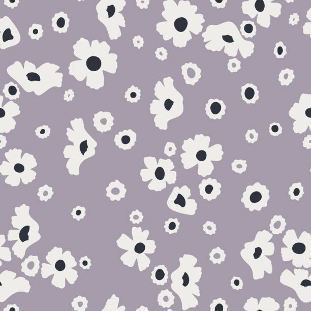 Daisy flowers vector background. Small size meadow flowers isolated. Seamless pattern. Flat simple design.