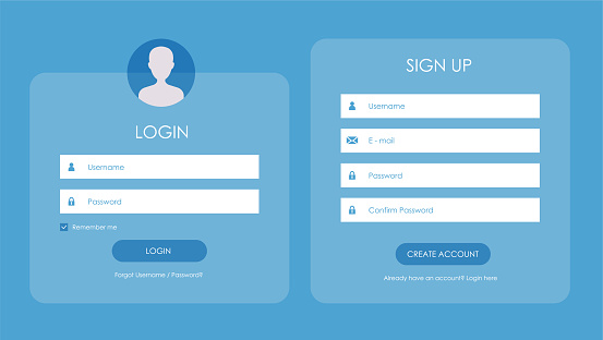 Application Form Sample Log In Registration Form And Login Form Page Template Stock Illustration ...