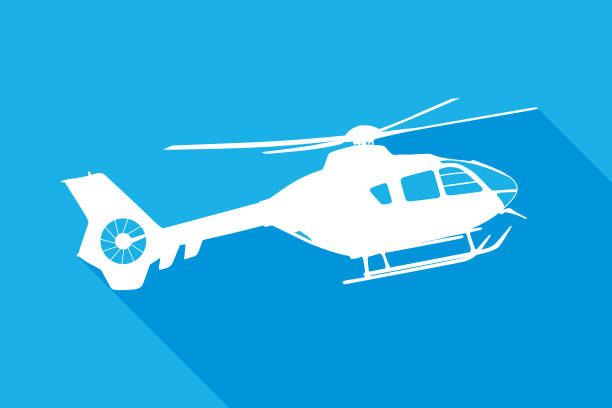 Medical Helicopter Icon Vector illustration of a blue and white medical helicopter icon. helicopter modern stock illustrations
