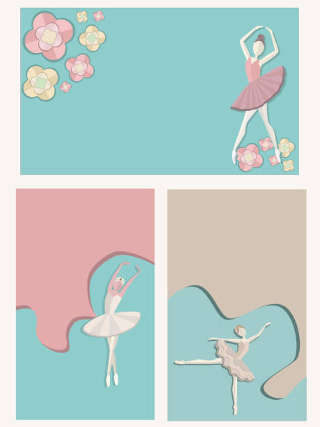istock Set of vector templates with ballerinas in poses for flyers, banners, booklets and more. Vector illustration. 1227422621