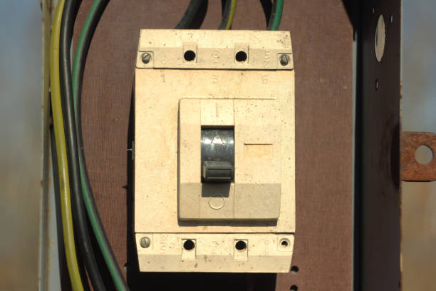 istock An old industrial plastic electric switch is white in an iron box with wires 1227423880