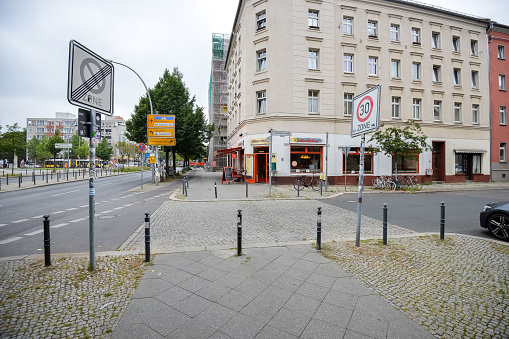 Berlin, Germany - August 19, 2015: Streets and yards Berlin road district