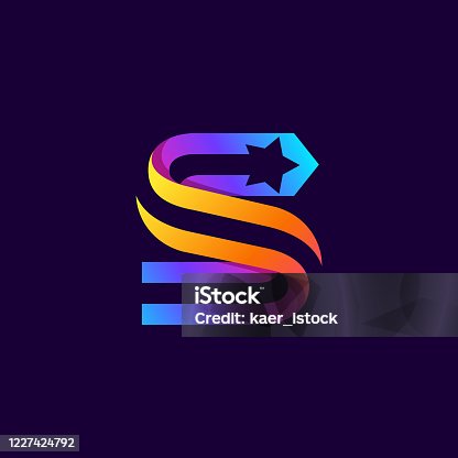 istock Letter S logo with star inside. Vector parallel lines icon. 1227424792