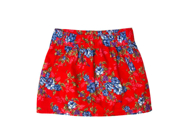 Red skirt with blue flowers isolated on white background