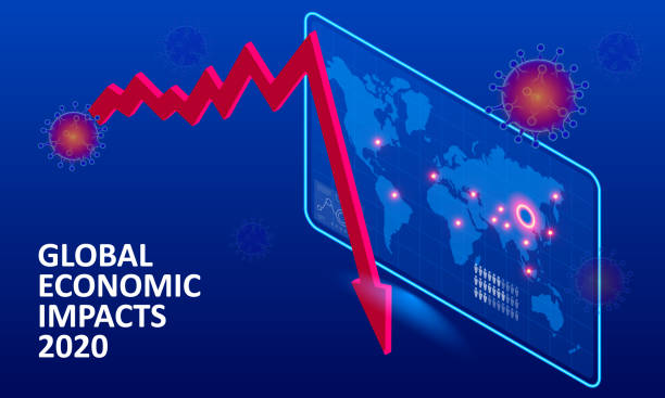 istock Isometric global economic impacts 2020. Coronavirus or COVID-19 pandemic global impact. Closed border, collapsed world market and economic crisis, panic and food shortages, distance work and studying. 1227431249