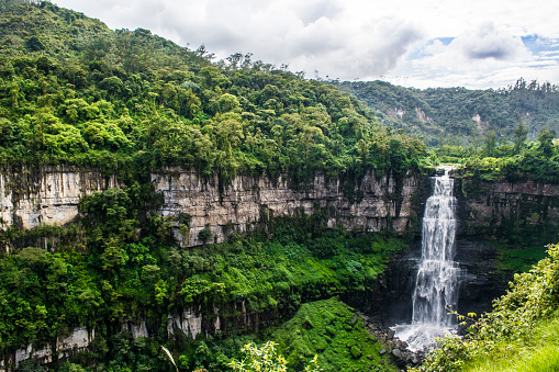 Landscape with waterfall. Salto del tequendama waterfall in Colombia