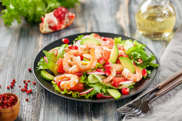 istock Salad with prawns, grapefruit,  cucumber 1227436790