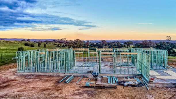istock Drone view of a domestic building frame 1227457372